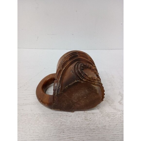 Vintage Hand Carved Tribal Wood Beer Mug Tiki Bar Polynesian Cup Hawaiian Decor - Picture 8 of 10